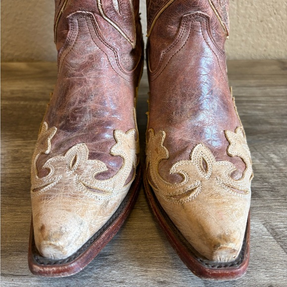Corral Crackle Distressed Antique Saddle Western Womens Cowboy Boots - Picture 4 of 15